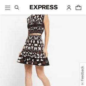 Express High Waisted Abstract Print Ruffle Mini Sweater Skirt size XS